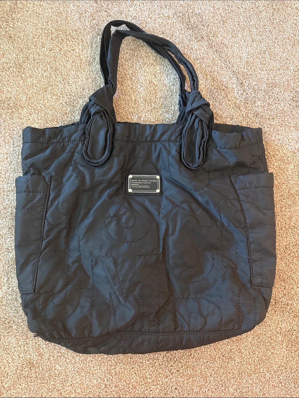 Marc by Marc Jacobs Black Quilted Tote with Knotted Straps
